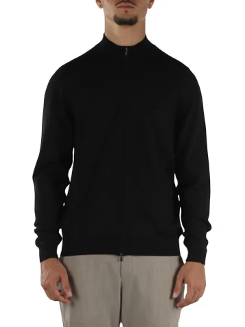 NERO | Cardigan con zip in lana vergine merino extrafine