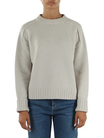 GRIGIO CHIARO | Maglia girocollo in cashmere e lana merino ultrafine super 120's