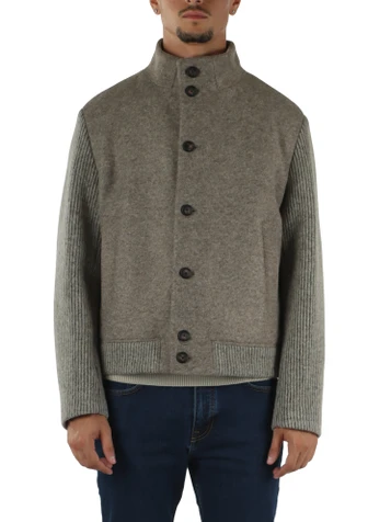 GRIGIO | Cappotto corto regular fit con maniche in maglia