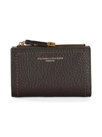 MARRONE | Portafoglio in pelle martellata BUBBLE Small
