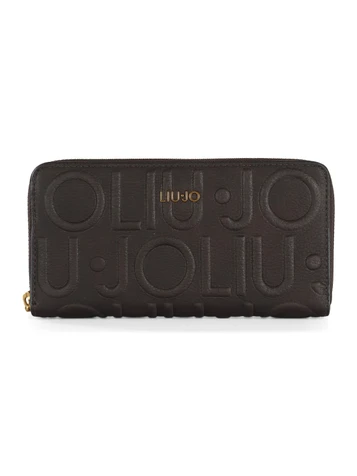 MARRONE | Portafoglio con zip CALIWEN Large con logo impresso