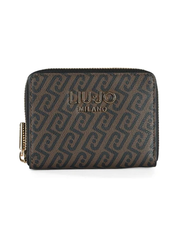 MARRONE | Portafoglio con zip CALIWEN Medium con stampa logo