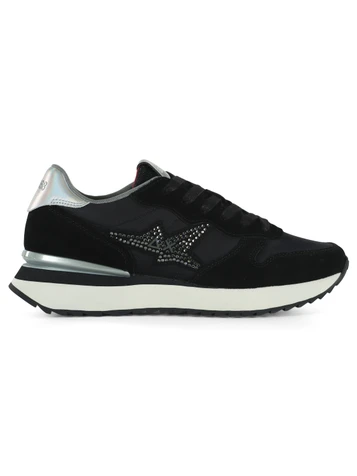 NERO | Sneakers in pelle e tessuto STARGIRL STRASS LOGO