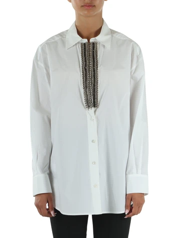 BIANCO | Camicia in popeline CAPIRAI con applicazioni in metallo
