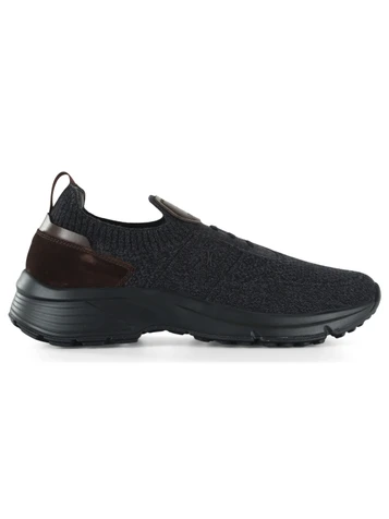 GRIGIO | Sneakers slip on in pelle e tessuto