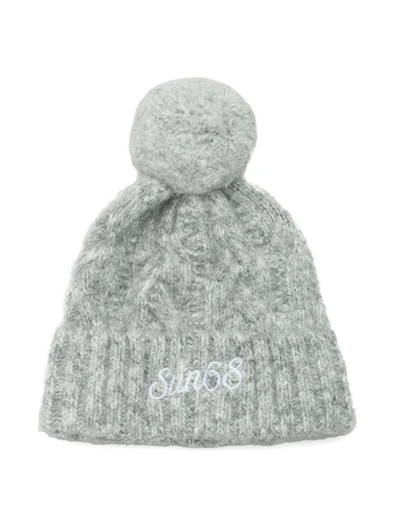 GRIGIO CHIARO | Cappello in misto lana merino con pon pon