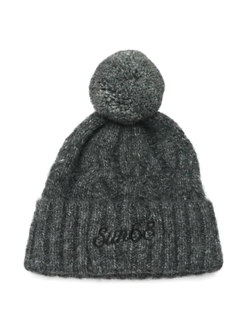 GRIGIO SCURO | Cappello in misto lana merino con ponpon