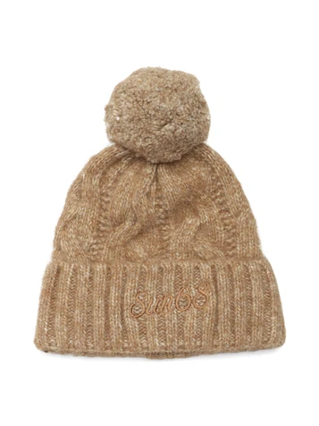 MARRONE CHIARO | Cappello in misto lana merino con pon pon