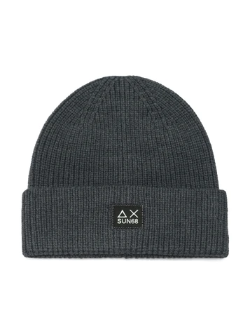 GRIGIO SCURO | Cappello a costine in misto lana merino