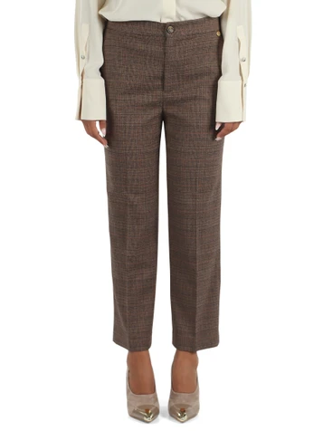MARRONE | Pantalone cropped in misto viscosa
