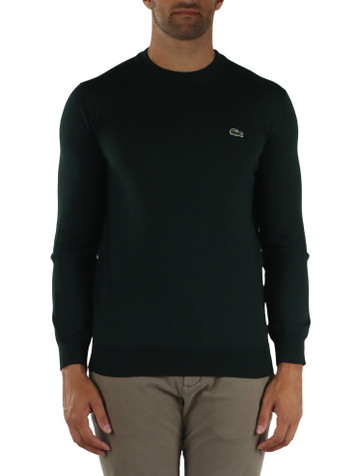 VERDE SCURO | Maglia girocollo in misto lana Regular Fit