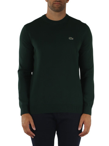 VERDE SCURO | Maglia girocollo in cotone regular fit