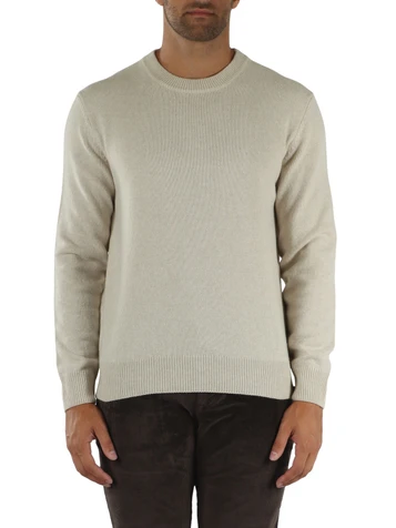 BEIGE | Maglia girocollo in lana vergine e cashmere