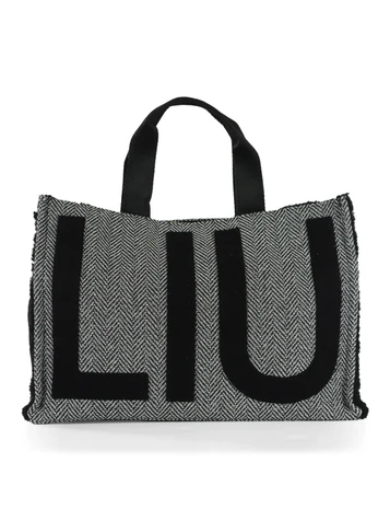 NERO | Borsa tote in tessuto con scritta logo