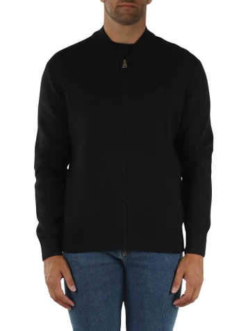 SCHWARZ | Cardigan mit Reißverschluss aus Wolle und Baumwolle Classic Fit