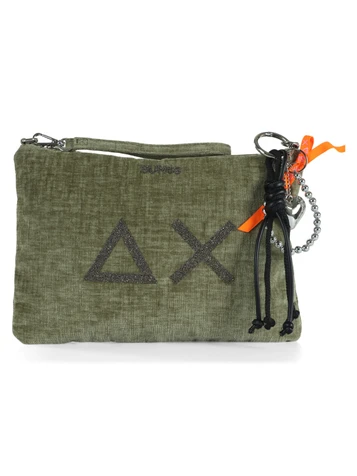 SALVIA | Pochette in velluto con stampa logo glitterata
