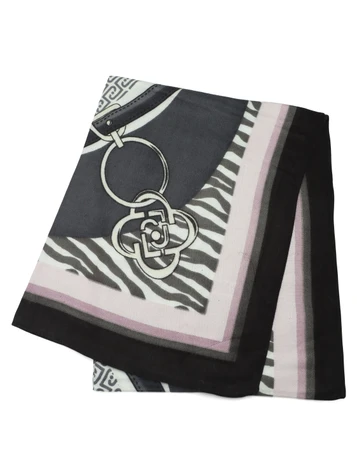 NERO | Foulard quadrato in viscosa stampa logo
