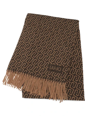 BEIGE | Maxi sciarpa con logo jacquard