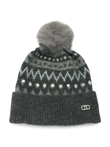 GRIGIO | Cappello in misto lana con ponpon