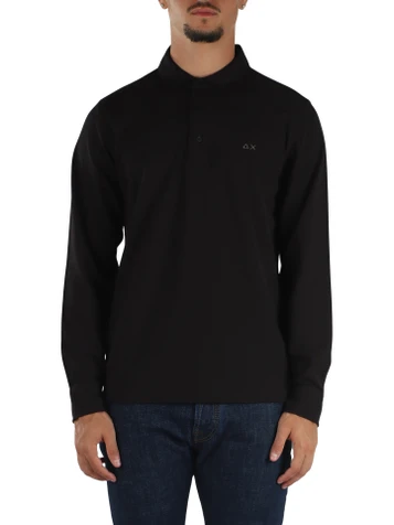 NERO | Polo manica lunga in cotone piquet
