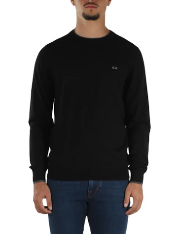 NERO | Maglia girocollo in lana merino e cotone