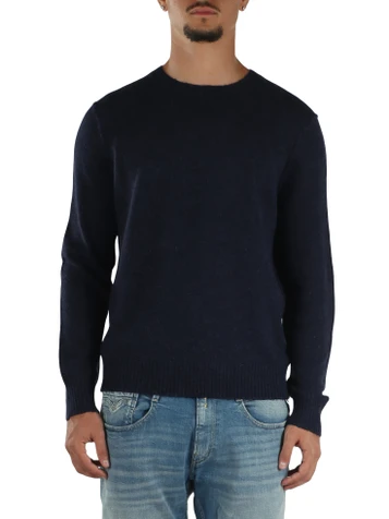 BLU SCURO | Maglia girocollo in misto lana merino e alpaca