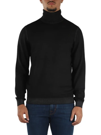 NERO | Maglia collo alto in lana merino effetto vintage