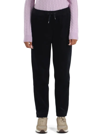 BLU SCURO | Pantaloni con coulisse in velluto a costine