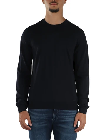 BLU SCURO | Maglia girocollo in lana vergine