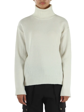 PANNA | Maglia collo alto in lana con logo in strass