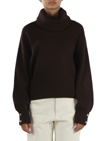 MARRONE | Maglia maxi collo in lana