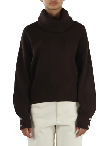 MARRONE | Maglia maxi collo in lana