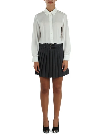 BIANCO | Vestito corto combinato con gonna a pieghe
