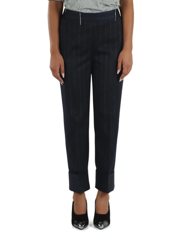 BLU | Pantalone gessato con risvolto