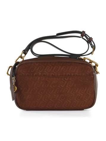 MARRONE | Borsa camera case FAIZA Medium con logo impresso