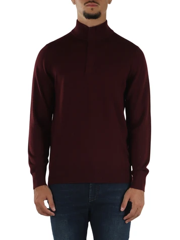 BORDEAUX | Maglia collo a zip in lana merino extrafine
