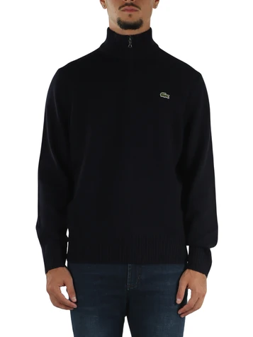 BLU SCURO | Maglia collo a zip classic fit in lana