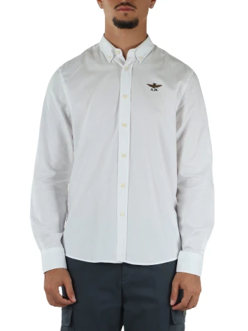 BIANCO | Camicia in cotone con ricamo logo