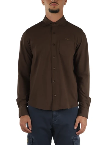 MARRONE | Camicia regular fit in jersey di cotone