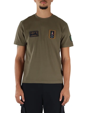 VERDE MILITARE | T-shirt regular fit in cotone con patch logo