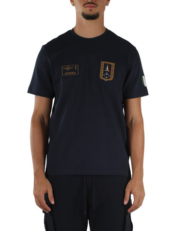 BLU SCURO | T-shirt regular fit in cotone con patch logo