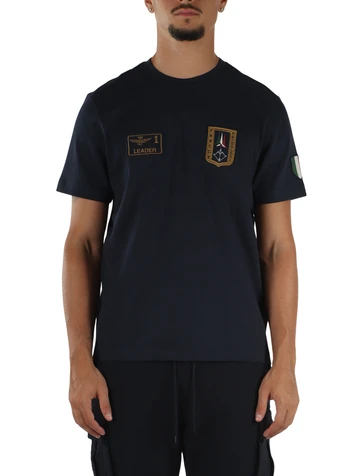 BLU SCURO | T-shirt regular fit in cotone con patch logo