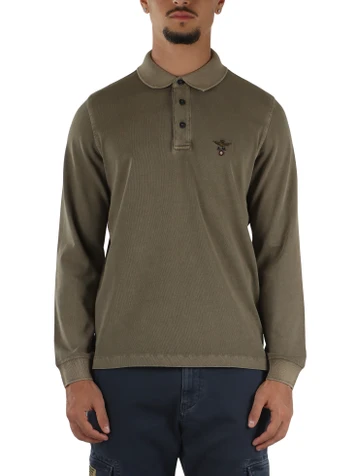 KAKI | Polo manica lunga regular fit in cotone