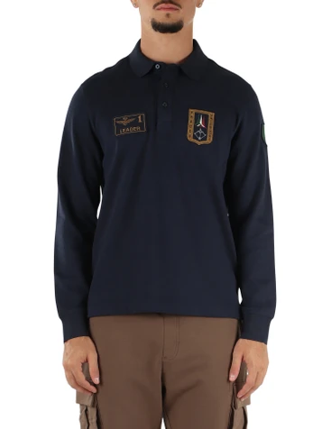 BLU SCURO | Polo manica lunga regular fit in cotone