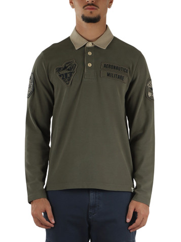 VERDE MILITARE | Polo manica lunga regular fit in cotone