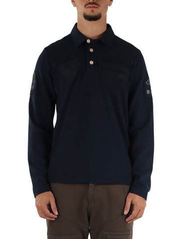 BLU SCURO | Polo manica lunga regular fit in cotone