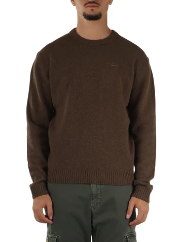MARRONE | Maglia girocollo in misto lana