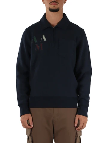 BLU | Felpa mezza zip Accademia con stampa logo
