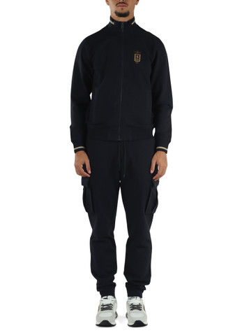 BLU SCURO | Tuta sportiva regular fit in cotone felpato