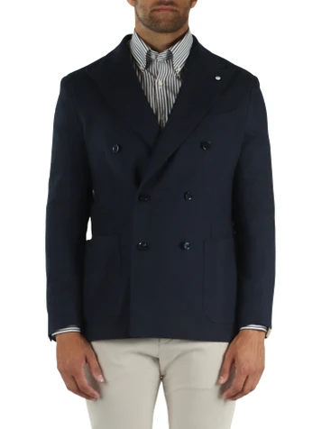 BLU SCURO | Giacca doppiopetto in cotone TOM regular fit